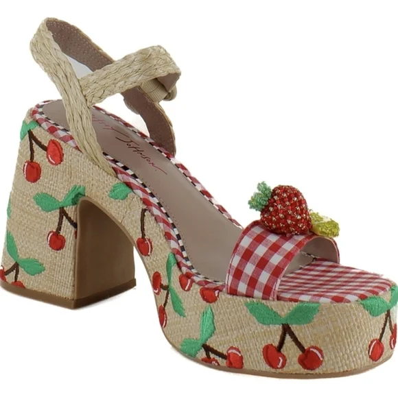Betsey Johnson Cheyne Cherry Platform Heels Size 7.5 🍒 Statement Sandals - Picture 6 of 10